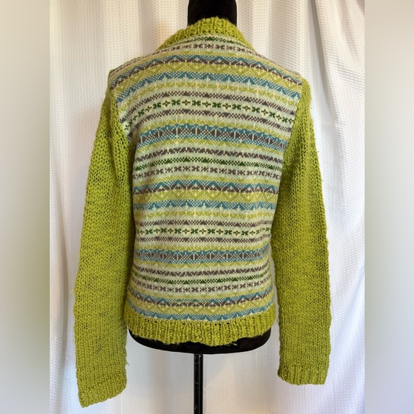 Apt. 9 green & blue wool blend chunky cardigan size medium - Picture 4 of 8